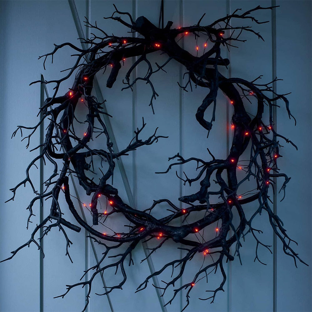 Halloween ovikranssi LED valoilla