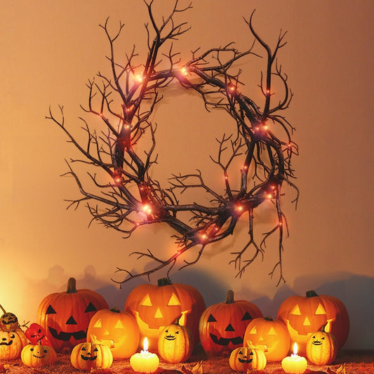Halloween ovikranssi LED valoilla
